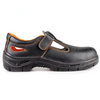 Custom Summer Labour Safety Sandals Breathable Anti-smash Black Safety Slippers Embossed Leather Steel Toe Safety Shoes