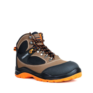 Heavy Industrial Mid Cut S1P Anti Smash Anti Puncture Safety Steel Toe Nubuck Leather Safety Shoes Work Boots