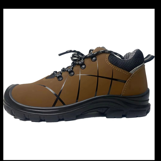 High Quality Brown Patent Leather Steel Toe Safety Shoes Pu Injection Sole Work Safety Shoes Outdoor Construction Safety Shoes