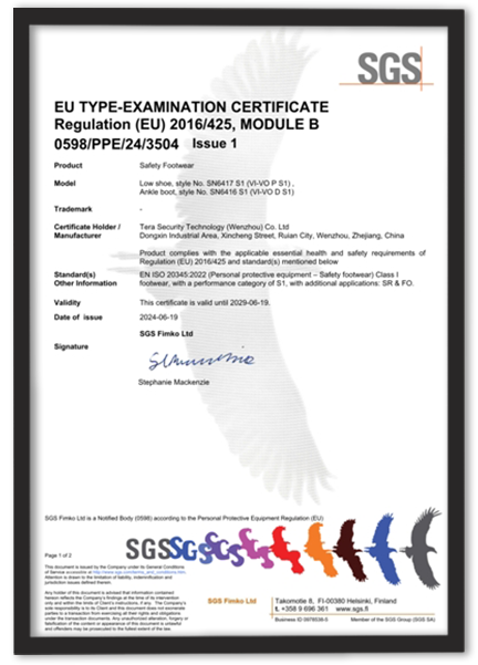 SGS Certificate