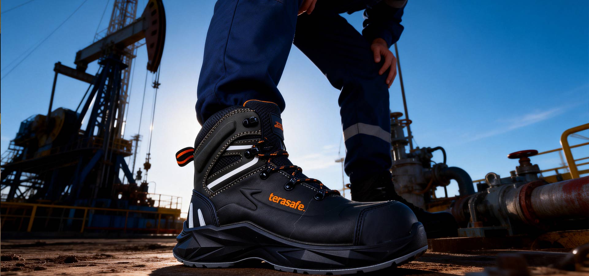 Safety shoes for construction with steel toe and EN ISO 20345 S3